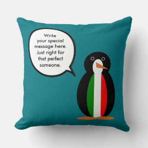 Italian Talking Ms Penguin Personalised Cushion