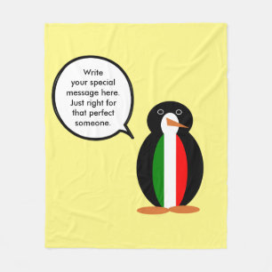 Italian Talking Ms Penguin Personalised Fleece Blanket