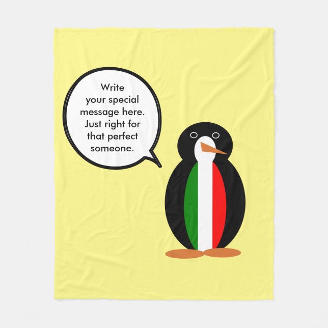 Italian Talking Ms Penguin Personalised  Fleece Blanket (Front)