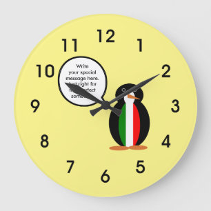 Italian Talking Ms Penguin Personalised  Large Clock