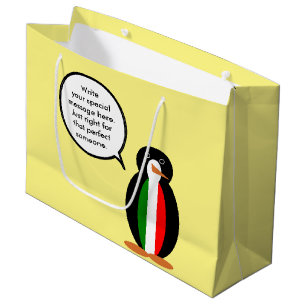 Italian Talking Ms Penguin Personalised Large Gift Bag
