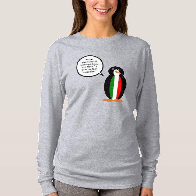 Italian Talking Ms Penguin Personalised  T-Shirt (Front)