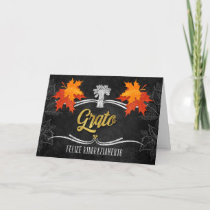 Italian Thanksgiving Grateful Belssings Chalkboard Holiday Card