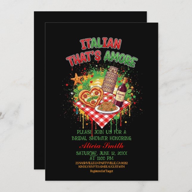 Italian That's Amore Bridal Shower Invitation (Front/Back)