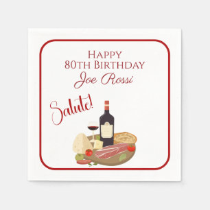 Italian Theme 80th Birthday Napkin