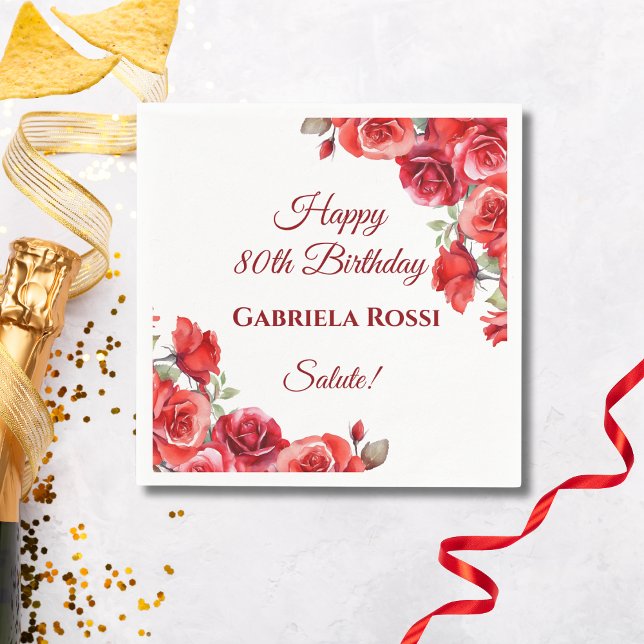 Italian Theme 80th Birthday Napkin (Creator Uploaded)