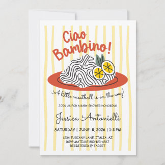 Italian Theme Baby Shower Pasta Ciao Bambino Italy Invitation