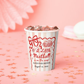 Italian Theme Baby Shower Red Bow Paper Cups