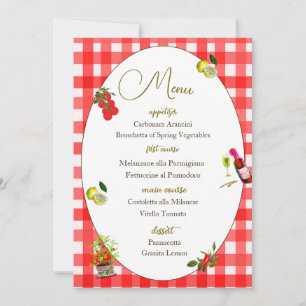 Italian Theme Red Pattern Lemon Menu Invitation