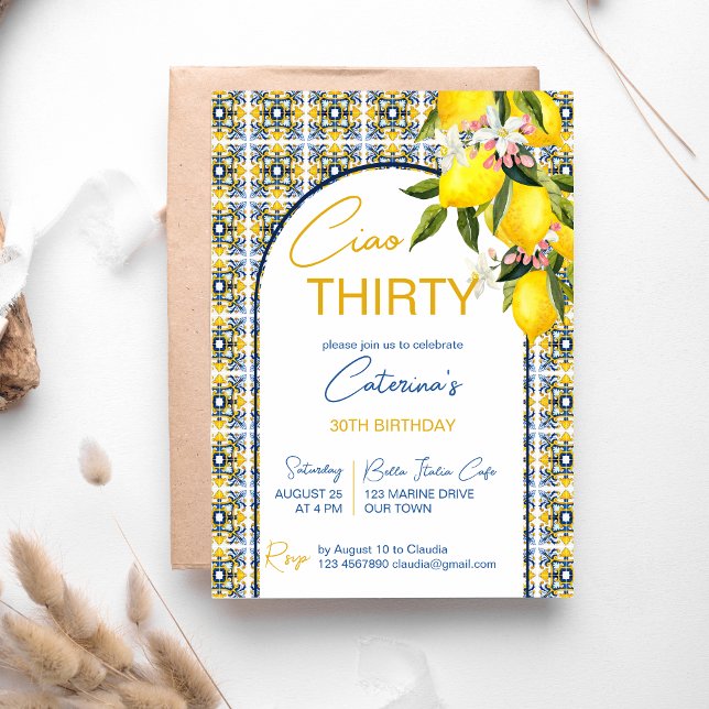 Italian themed birthday party Majolica tiles arch  Invitation (Creator Uploaded)