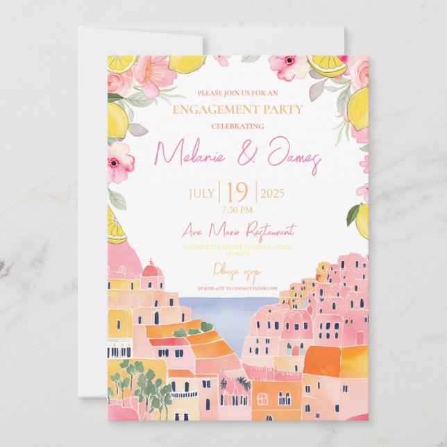 Italian Themed Engagement Party Invitation (Front)