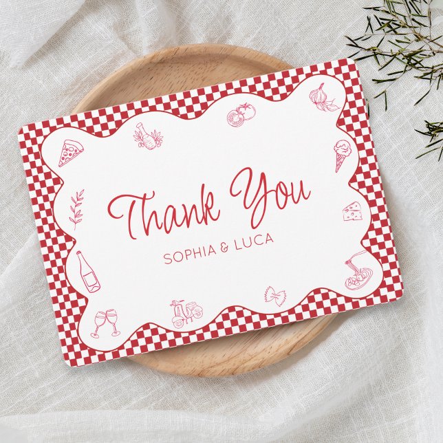 Italian-Themed Red Chequered Wedding Thank You (Creator Uploaded)