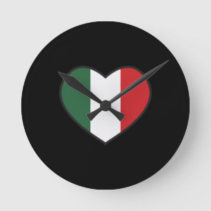 Italian themed wall clock. Italian colours heart Round Clock