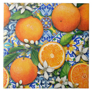 Italian Tile Citrus Pattern Mediterranean