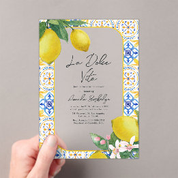 Italian Tile & Lemon Bridal Shower - La Dolce Vita Acrylic Invitations
