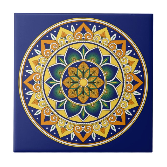 Italian Tile Pattern – Peacock motifs majolica (Front)