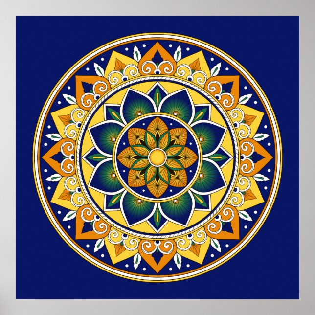 Italian Tile Pattern – Peacock motifs majolica Poster (Front)