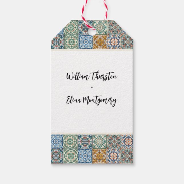 Italian Tiles Destination Wedding Gift Tags (Front)