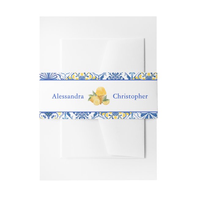 Italian Tiles La Dolce Vita Destination Wedding Invitation Belly Band (Front Example)