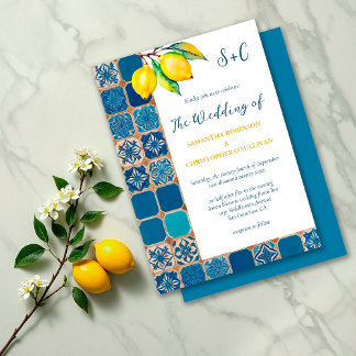 Italian Tiles Lemon Mediterranean Wedding Invitation