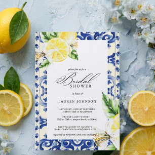 Italian Tiles Lemon Theme Summer Bridal Shower Invitation