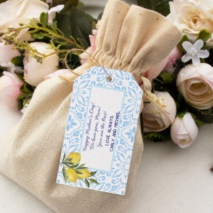 Italian Tiles Lemons Personalised Mother's Day Gift Tags