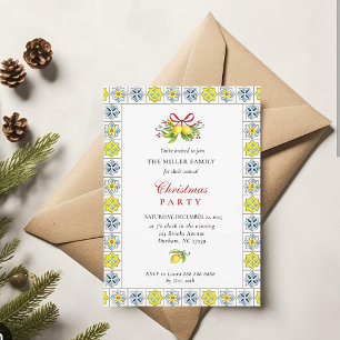 Italian tiles with Lemon Christmas Party  Invitation