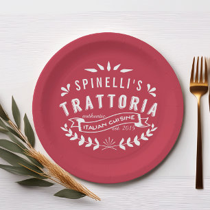 Italian Trattoria Personalised Restaurant Logo Paper Plate