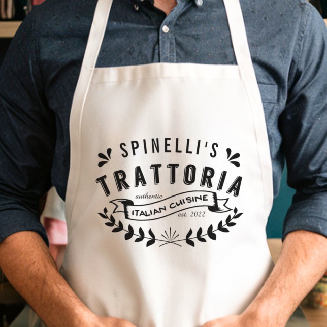 Italian Trattoria Personalised Restaurant Logo Standard Apron (Creator Uploaded)