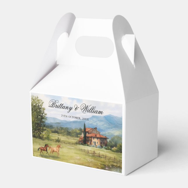 Italian Tuscan Countryside Wedding  Favour Box (Front Side)