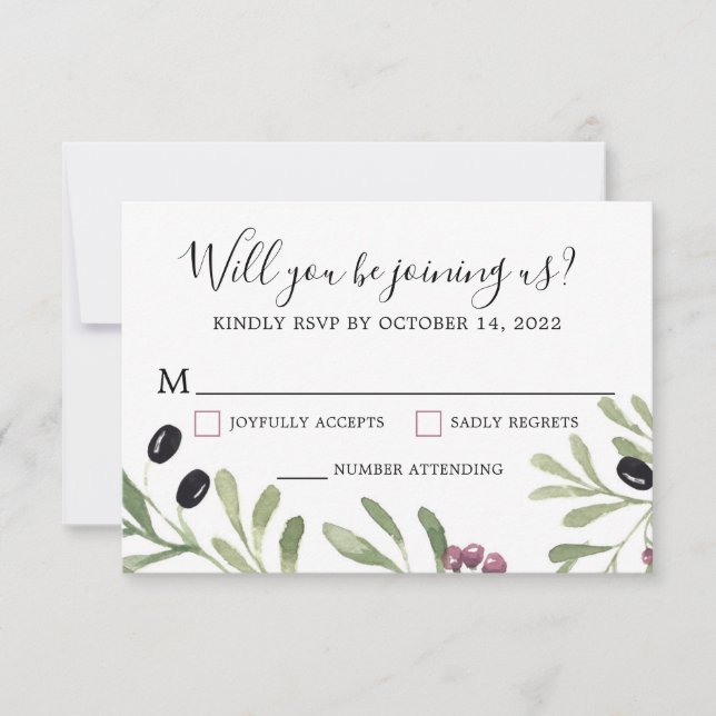 Italian Tuscan Wedding RSVP Card (Front)