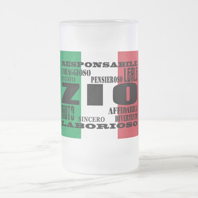 Italian Uncles : Qualities Frosted Glass Beer Mug (Center)