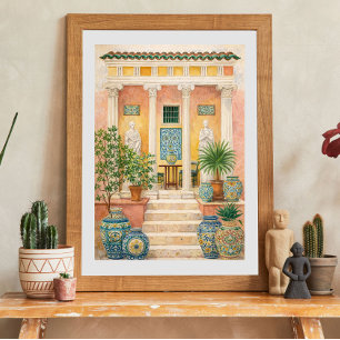 Italian Villa Patio with Classical Columns Poster