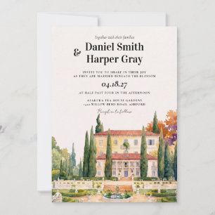 Italian Villa Watercolor Wedding Invitation