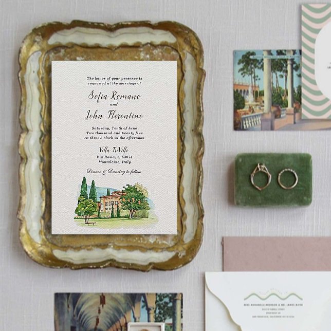 Italian Villa Watercolor Wedding Invitation (Creator Uploaded)