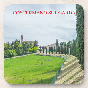Italian village church view coasters