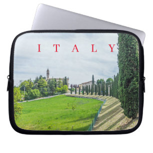 Italian village church view laptop case