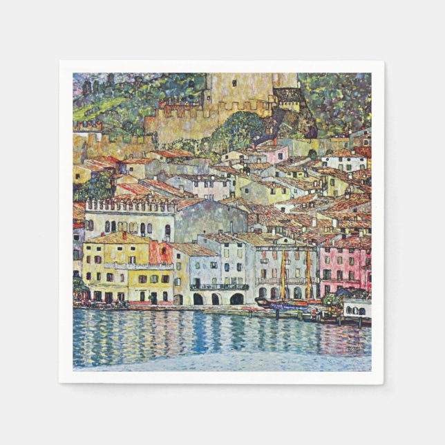 Italian Village Malcena at the Gardasee by Klimt Napkin (Front)