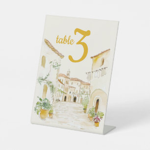 Italian Village Table Number Bridal Shower Pedestal Sign