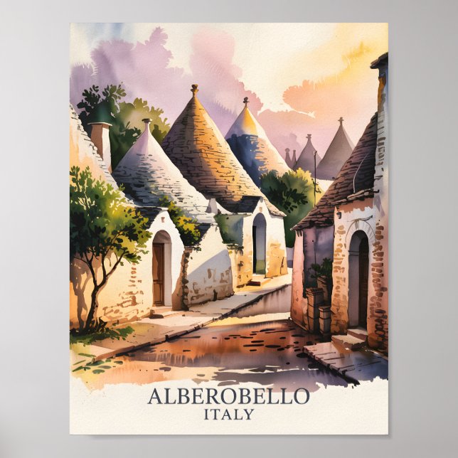 Italian Village Trulli Vintage Alberobello Puglia Poster (Front)