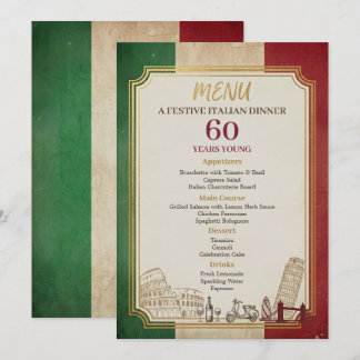 Italian Vintage 60th Birthday Party Dinner Menu