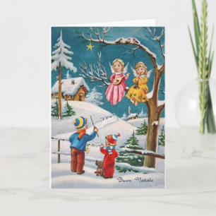 Italian Vintage Angel Musicians Christmas Card