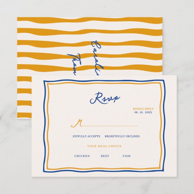 italian whimsical doodle wedding RSVP card (Front/Back)