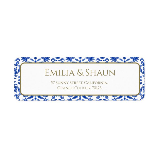 Italian White and Blue Return Address Label (Front)