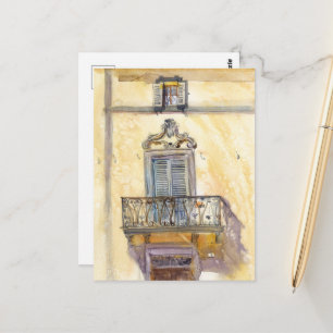 Italian Window Fabriano Watercolor Postcard