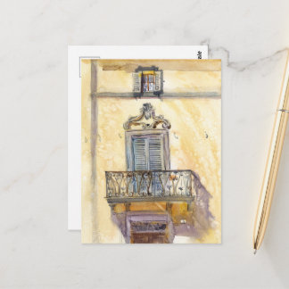 Italian Window Fabriano Watercolor Postcard