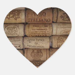 Italian Wine Cork Collection Heart Shaped Sticker