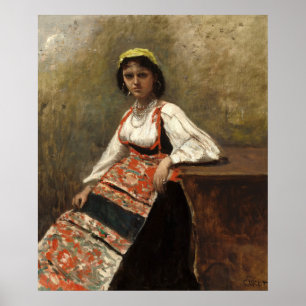 Italian Woman - Jean-Baptiste- Corot Fine Art Poster