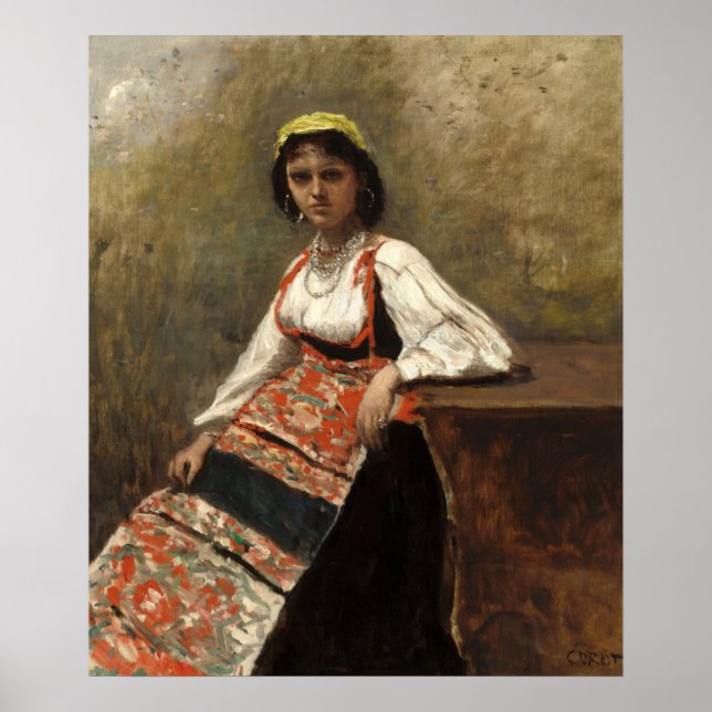 Italian Woman - Jean-Baptiste- Corot Fine Art Poster (Front)