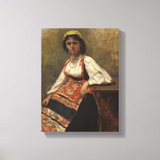 Italian Woman (La Morieri) by Corot Canvas Print (Front)